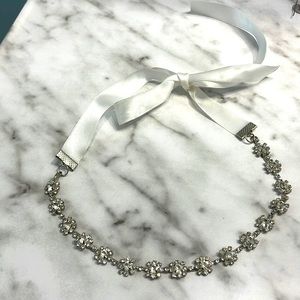 Beautiful bridal crystal headband with cream ribbon - NWOT